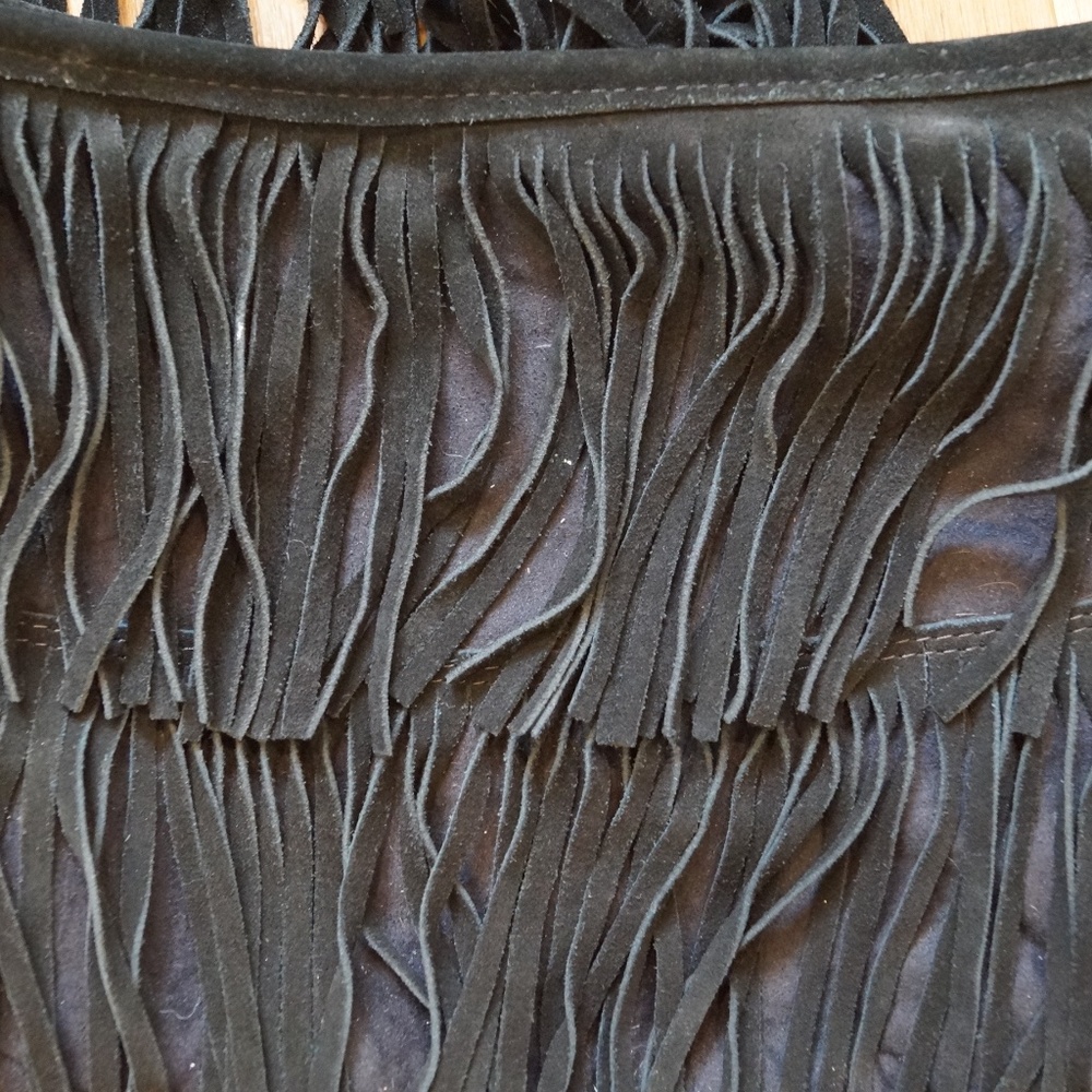 Black Fringe Crossboy Bag Boho Western Festival Purse - Picture 4 of 5
